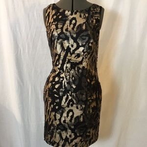 Frank Lyman Design Metallic Leopard Print Sheath